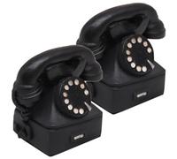 Vintage Simulation Telephone Resin Desktop Decor 2pcs Black