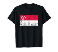 Vintage Singaporean Banner Fan Singapore Flag Retro T-Shirt