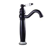 Vintage Sink Faucet Bathroom, 360 Swivel Spout Antique Brass, Cold Hot Mixer Vanity Tap, Single Handle, Black(Nero)