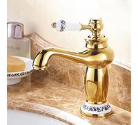 Vintage Sink Faucet Bathroom Gold, Single Handle Basin Mixer Tap for Hot and Cold Water, Antique Brass Vanity, High(High)