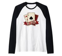 Vintage Six Seven Poker Hand Playing Cards Raglan Baseball Tee