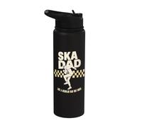 Vintage Ska Dad Skanking Father Checkerboard Stainless Steel Insulated Water Bottle