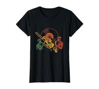 Vintage Ska Horn Trio Value Graphic T-Shirt, Women, Black, L