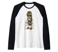 Vintage Skateboard Elder Character Retro Street Sport Humor Raglan Baseball Tee