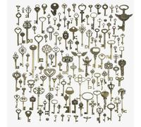 Vintage Skeleton Crafts Key Charms: 130Pcs Mixed Decorative Antique Style Bronze Keys Charms for Jewelry Making, Room Decor, Harry Potter Party Favors, Keychain Pendants, DIY Necklaces Bracelets
