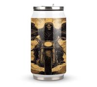 Vintage Skeleton Grim Reaper Motorcycle Can Shaped Mug Insulated Stainless Steel Coffee Cup with Lid and Straw 300/500ML
