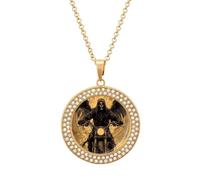 Vintage Skeleton Grim Reaper Motorcycle Round Pendant Necklaces for Women Alloy Rhinestone Jewelry Custom Picture Necklace
