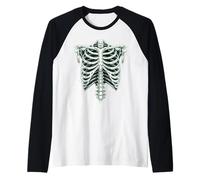Vintage Skeleton Rib Cage Halloween Gothic Anatomy Art Raglan Baseball Tee