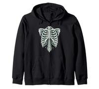 Vintage Skeleton Rib Cage Halloween Gothic Anatomy Art Zip Hoodie