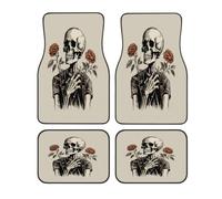 Vintage Skeleton Rose Flower Car Floor Mats Set of 4