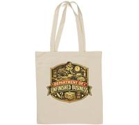 Vintage Skeleton Working Late Night Illustration Natural Cotton Tote Bag White
