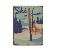 Vintage Ski Poster Tin Sign Vintage Metal Pub Club Cafe Bar Home Wall Art Decoration Poster Retro 12x16inch(30x40cm)