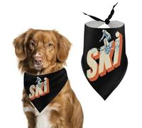 Vintage Ski Snowboard Dog Bandana Pet Scarf for Small Medium Large Dogs Triangle Bibs Photo Prop Gift