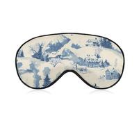 Vintage Ski Snowy Scene Blackout Sleep Mask for Side Sleeper Soft Covers for Travel Essentials Nap