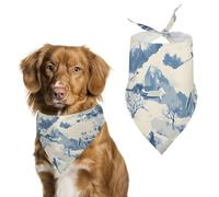 Vintage Ski Snowy Scene Dog Bandana Pet Scarf for Small Medium Large Dogs Triangle Bibs Photo Prop Gift