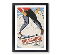 Vintage Ski Travel Poster Vol.11 Framed Print | A2 Black Framed Wall Art | Ready to Hang | Classic Nature Picture | Living Room Bedroom Lounge Office