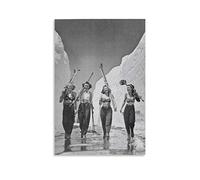 Vintage Ski World Babes, Sun, Snow And Skiing, 1940s Ski Photo Poster Lodge Decor Wall Art, Black & White Wall Art Poster Print Canvas Paint Artworks Modern Decor Posters Framed/Unframed 16x24inch(40x
