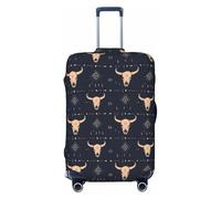Vintage Skull Bull Print Travel Luggage Covers, Washable Suitcase Covers Protector for Luggage 18-32 Inch High Elasticity, Black, Large