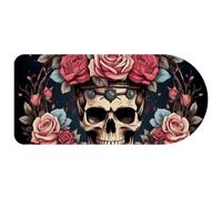 Vintage Skull Crown Design Rose Flowers Mouse Pad, Large Gaming Keyboard Mat with Non-Slip Rubber Base, Big Extended Desk Protector for Home Office, 29.1’’ x 13.8’’