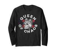 Vintage Skull Crown Design with Roses for Chaos Queens Long Sleeve T-Shirt