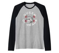 Vintage Skull Crown Design with Roses for Chaos Queens Raglan Baseball Tee