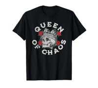 Vintage Skull Crown Design with Roses for Chaos Queens T-Shirt