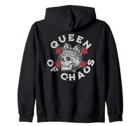 Vintage Skull Crown Design with Roses for Chaos Queens Zip Hoodie