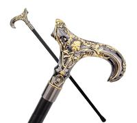 Vintage Skull & Gold Walking Cane - 93.5cm Elegant Gentleman Unisex Stick for Cosplay, Themed Parties & Formal Events