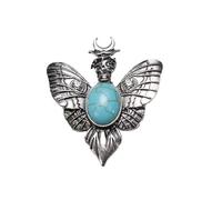 Vintage Skull Insect Turquoise Brooch Pin for Women Men Unisex Silver Plated Rhinestone Blue Stone Boho Crescent Moths Brooches Lapel Pins Hat Bat Suit Birthday Halloween Dress Accessorie Jewelry