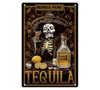Vintage Skull Metal TEQUILA Tin Sign Retro Beer Wall Art Poster for Bar Man Cave Cafe Home Wall Decor 7.9 x 11.9 Inch