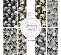 Vintage Skull Scrapbooking Paper: Decorative Craft Paper Pad Supplies, Junk Journaling, Scrapbooking, & Crafting Projects - Double Sided 8.5 x 8.5"