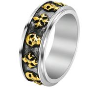 Vintage Skull Spinner Titanium Steel Ring for Men Gothic Punk Cross Jewelry Rotating Design Fashion Gift for Birthday
