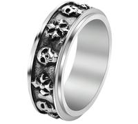Vintage Skull Spinner Titanium Steel Ring for Men Gothic Punk Cross Jewelry Rotating Design Fashion Gift for Birthday
