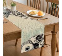 Vintage Skull Table Runner, Gothic Skeleton Art Decor for Halloween Dining Table, Spooky Home Table Decoration 13x72 Inch