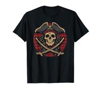 Vintage Skull Wearing Pirate Hat and Crossing Swords Value Graphic T-Shirt