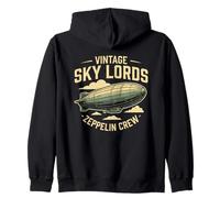 Vintage Sky Lords Zeppelin Crew Steampunk Aviation Zip Hoodie