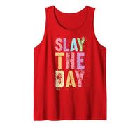 Vintage Slay The Day Competition Game Match Cheer Soccer Mom Tank Top