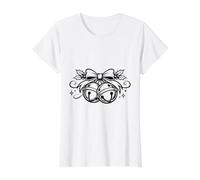 Vintage Sleigh Bells Holly Christmas Value Graphic T-Shirt, Women, White, M