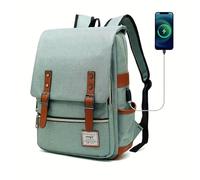 Vintage Slim Laptop Backpack Unisex Spacious Oxford Bag with USB Port Magnetic Snap Zipper Closure Adjustable Padded Straps for Travel College Fits 15 6Inch Notebook