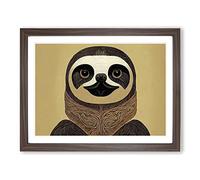 Vintage Sloth Framed Print | A2 Walnut Framed Wall Art | Ready to Hang | Classic Nature Picture | Living Room Bedroom Lounge Office