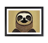 Vintage Sloth Framed Print | A4 Black Framed Wall Art | Ready to Hang | Classic Nature Picture | Living Room Bedroom Lounge Office