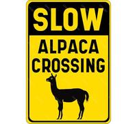 Vintage Slow Alpaca Crossing Metal Aluminum Tin Sign 8x12 Inch Home Kitchen Bar Pub Art Farm Garage Garden Poster