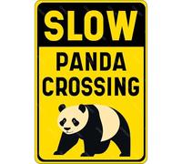Vintage Slow Panda Crossing Metal Aluminum Tin Sign 5.5x8 Inch Home Kitchen Bar Pub Art Farm Garage Garden Poster