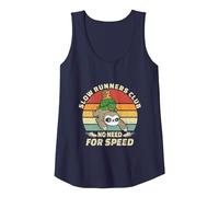 Vintage Slow Runners Club Funny Sloth Running Team Tank Top, Women, Navy Blue, Large