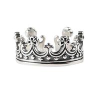 Vintage Small 925 Sterling Silver Crown Shape Pinky Ring for Women Girls Open and Adjustable