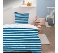 Vintage Small Double Duvet Cover Set - Stripes Comforter Cover and 2 Pillowcases - Small Double Bedding with Zipper Closure for Home Decor - 170x200 cm - Blue White