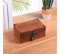 Vintage Small Wooden Box with Lock 15.5 x 10.5 x7 cm Wooden Storage Box for Jewellery Treasure Box Memory Keepsake Gift Box Walnut (Small)
