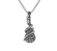 Vintage Snake Guitar Necklace for Men Women Personalized Punk Male Zodiac Snake Pendant Necklace Rock Music Instrument Statement Choker Necklaces Hip-Hop Biker Fashion Gothic Jewelry for Boyfriend