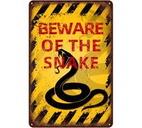 Vintage Snake Metal Sign Beware of Snake Aluminum Sign Funny Beware Animal Decor 12x8 Inch