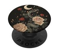 Vintage Snake Red Flower Witchy Moon Phases PopSockets Adhesive PopGrip